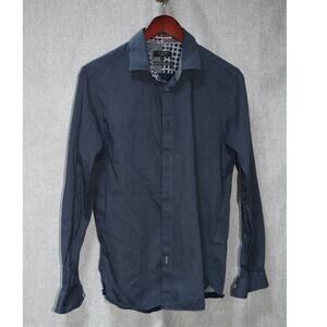 Ted Baker London Navy Micro-Dot Long Sleeve Button-Down Shirt Size 5 (XL)